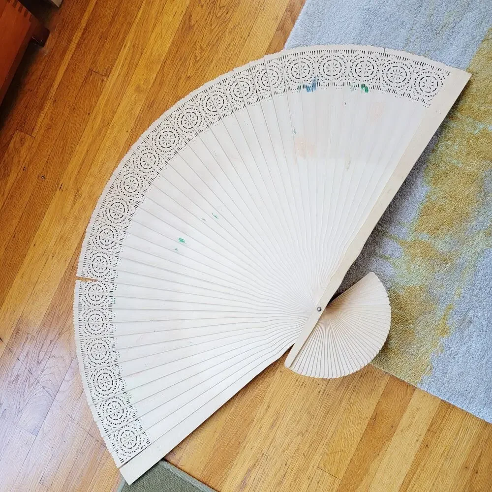 Vintage Painted Giant Wooden Fan